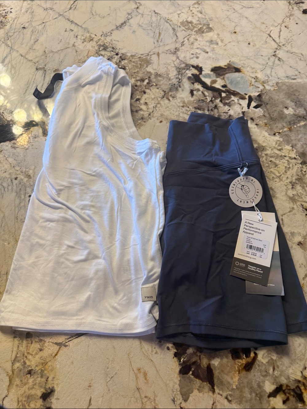 Vuori Women’s White Tank Top and Grey biker Shorts Set.  Shorts NWT/Tank no tag